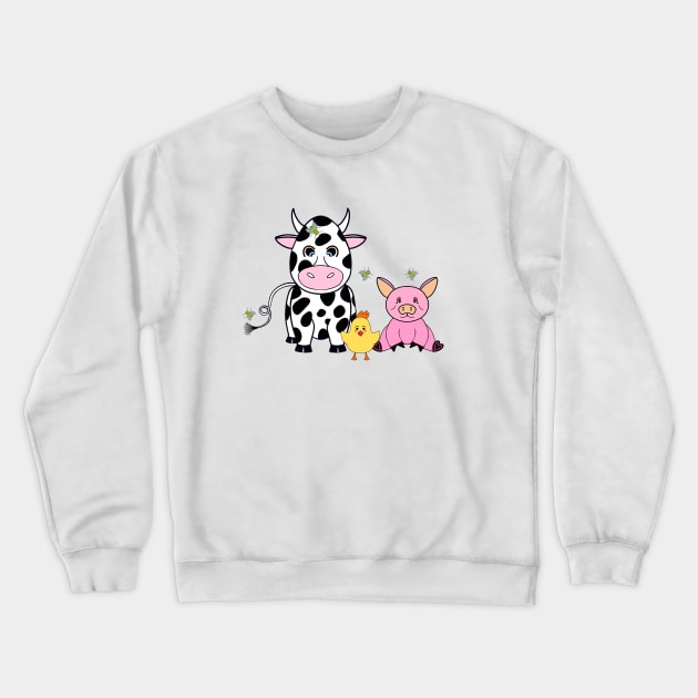 FARM Life - Cute Farm Animals Art Crewneck Sweatshirt by SartorisArt1